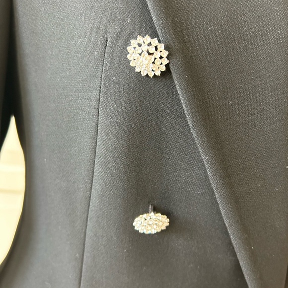 Zara Chic Black Double-Breasted Blazer with Rhinestone Buttons Size S NWT - Picture 3 of 11